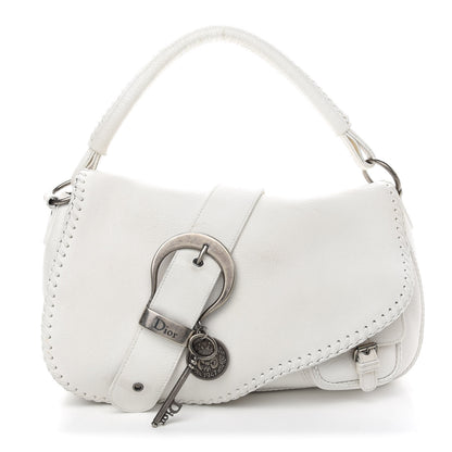 Christian Dior Calfskin Whipstitch Gaucho Double Saddle Bag White 1 of 13