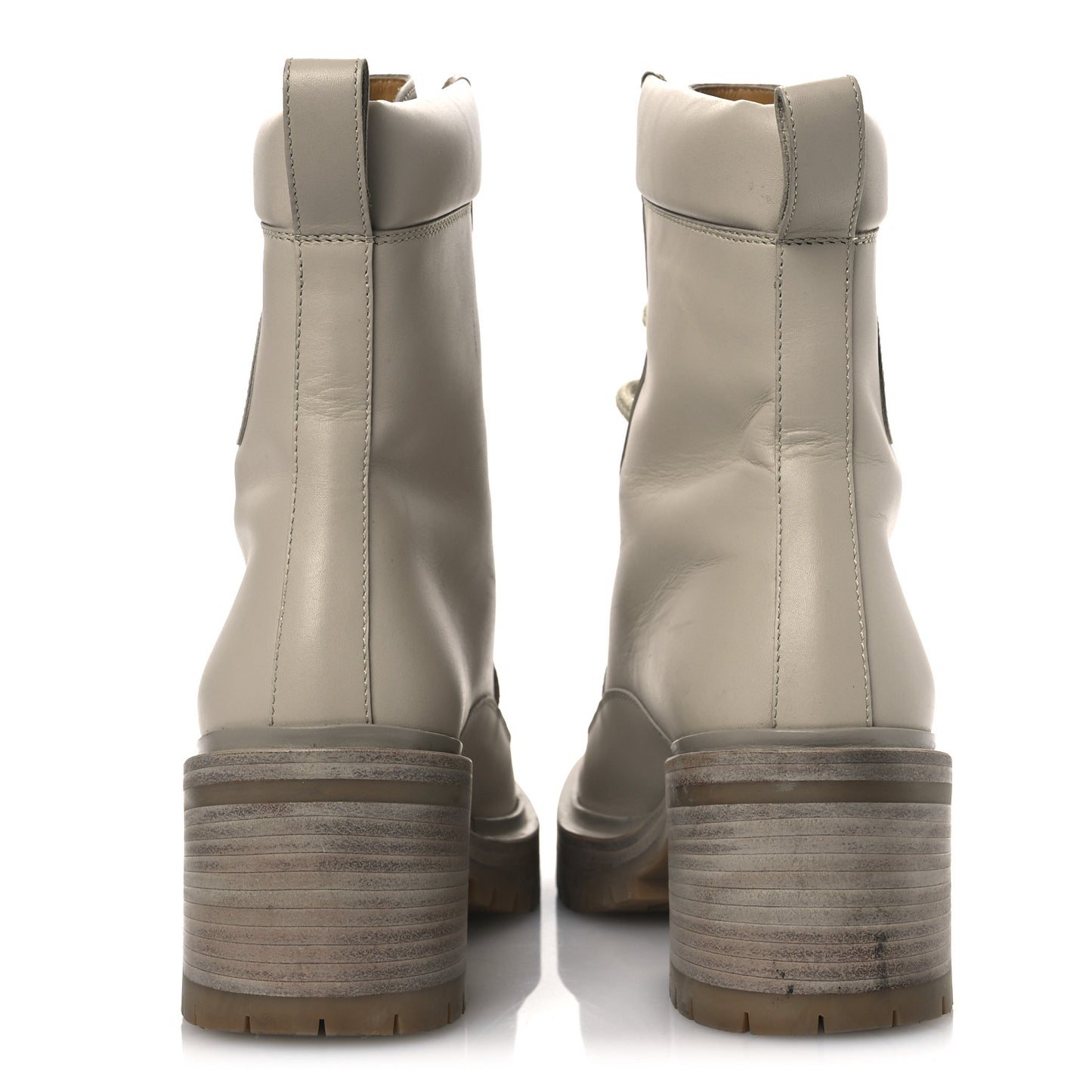Calfskin Bridge Ankle Boots 38 Beige Grege
