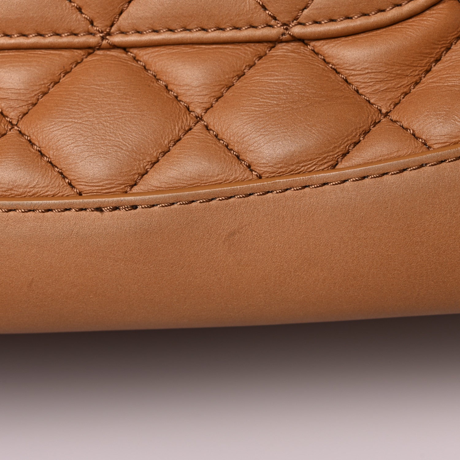 Chanel Calfskin Quilted Small Easy Shopping Tote Dark Beige 15 of 17