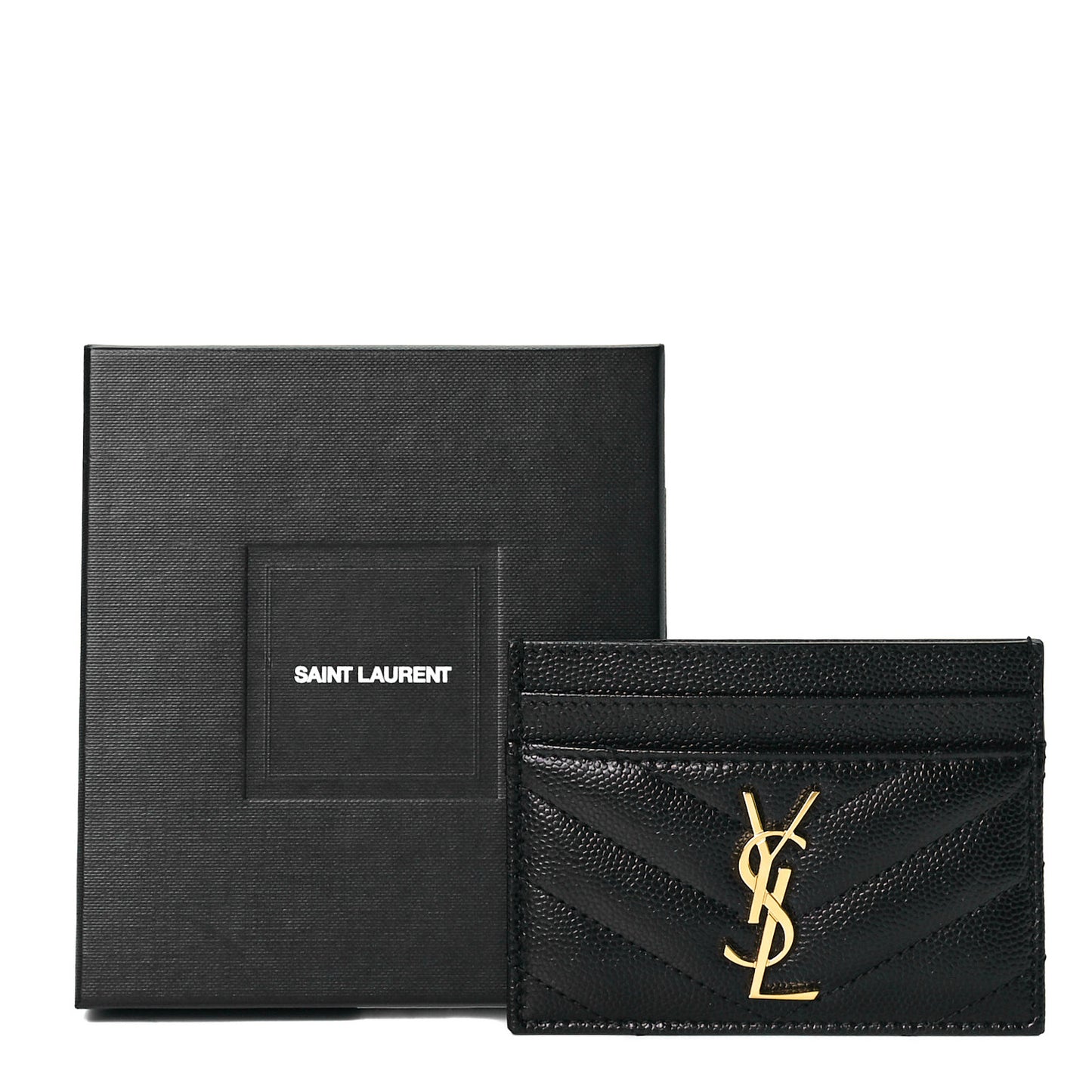 Grain De Poudre Matelasse Chevron Monogram Credit Card Case Black