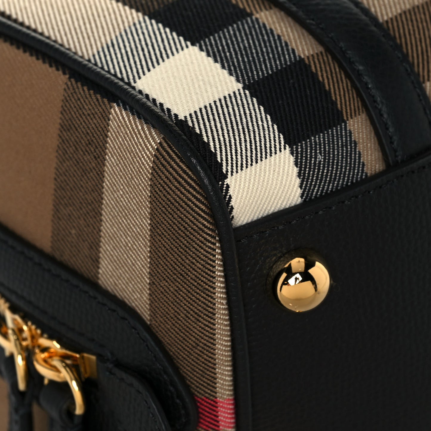 House Check Derby Calfskin Small Alchester Bowling Bag Black