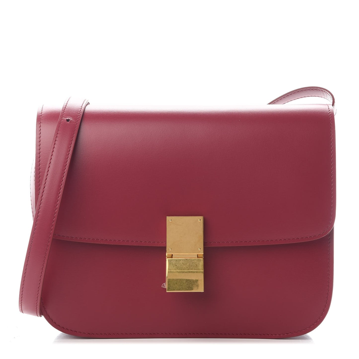 Box Calfskin Medium Classic Box Flap Bag Raspberry