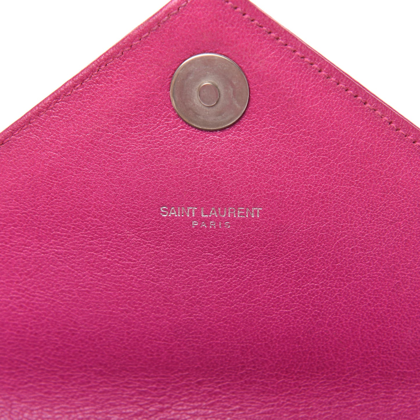 Sheepskin Matelasse Chevron Medium Monogram Chain Bag Electric Pink