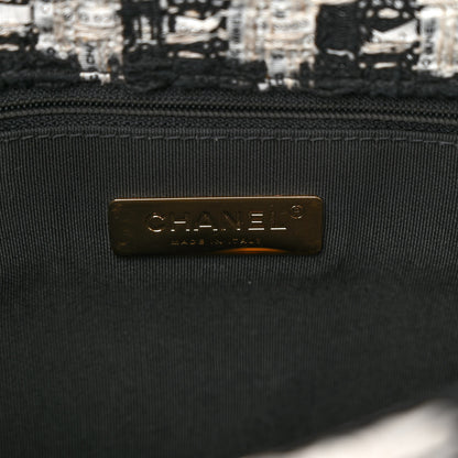 Chanel Tweed Quilted Maxi Chanel 19 Flap Black Ecru White 5 of 9