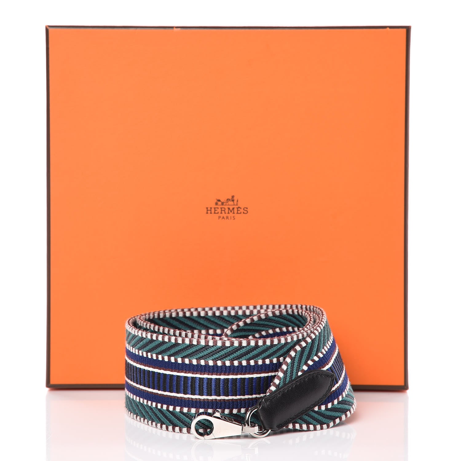 Hermes Toile Swift 50mm Sangle Cavale Shoulder Strap Malachite Bleu Electrique Black 5 of 5