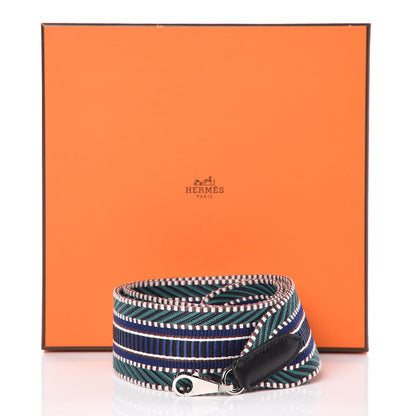 Hermes Toile Swift 50mm Sangle Cavale Shoulder Strap Malachite Bleu Electrique Black 5 of 5