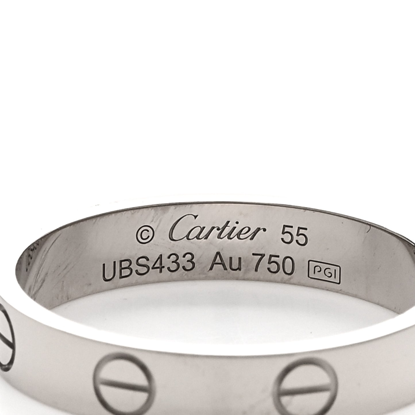 18K White Gold 3.5mm LOVE Wedding Band Ring 55 7.25