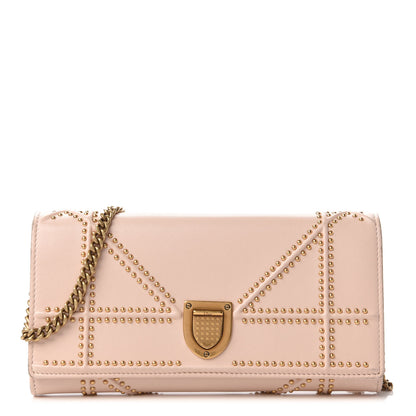 Christian Dior Calfskin Studded Diorama Croisiere Chain Wallet Nude 1 of 11