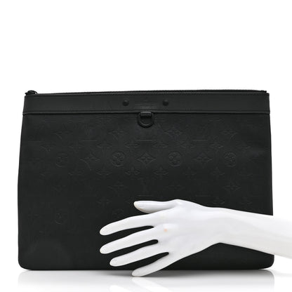 Louis Vuitton Calfskin Monogram Shadow Discovery Pochette Black 2 of 10