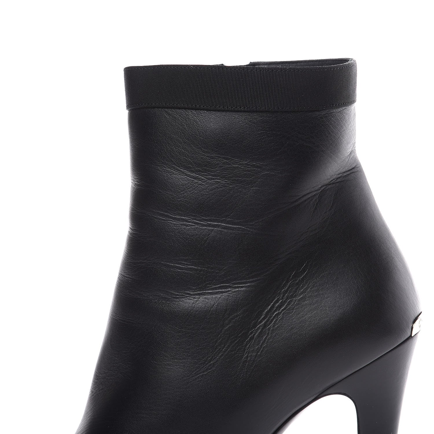 Chanel Lambskin Grosgrain Cap Toe Short Ankle Boots 40 Black 10 of 11