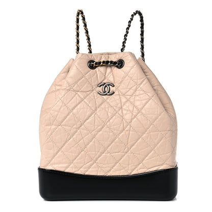Chanel Aged Calfskin Quilted Gabrielle Backpack Beige Black 1 of 11