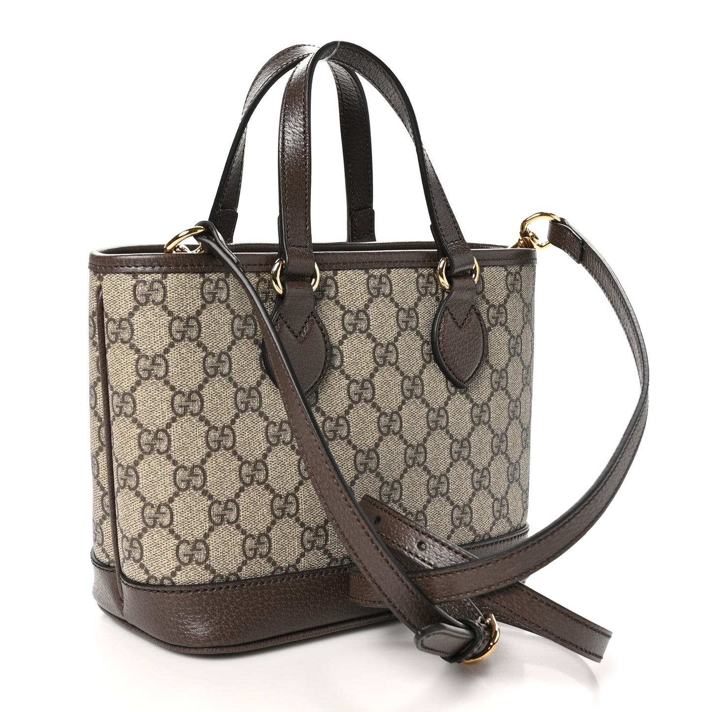 GG Supreme Monogram Textured Dollar Calfskin Mini Ophidia Shoulder Tote Bag Beige Ebony New Acero