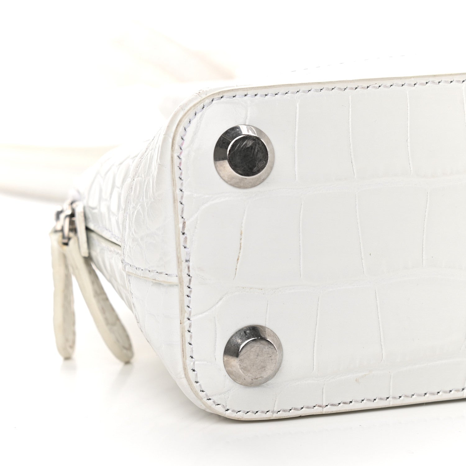 Balenciaga Calfskin Crocodile Embossed XXS Ville Top Handle Bag White Black 9 of 14