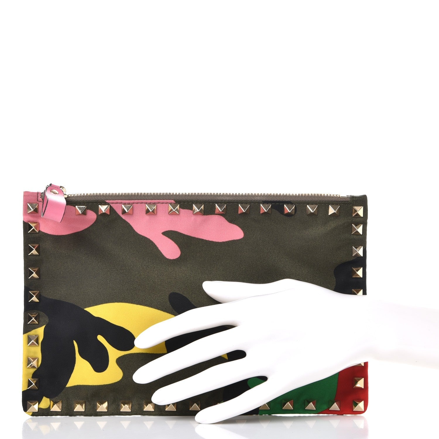 Valentino Garavani Nylon Camouflage Print Rockstud Zip Pouch Multicolor 2 of 9