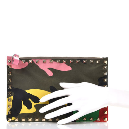 Valentino Garavani Nylon Camouflage Print Rockstud Zip Pouch Multicolor 2 of 9