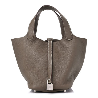 Hermes Taurillon Clemence Picotin Lock 18 PM Etoupe 1 of 8