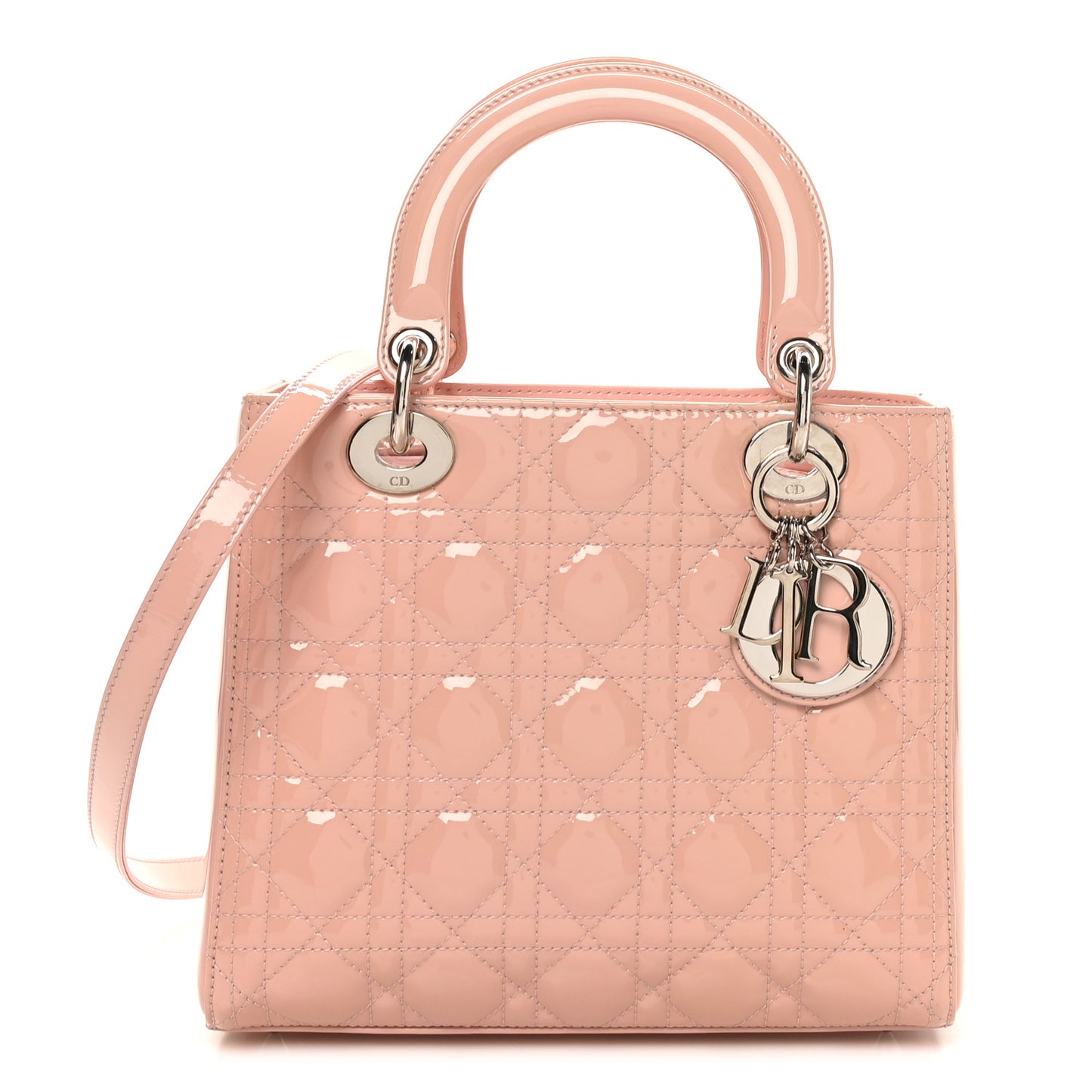 Patent Cannage Medium Lady Dior Light Pink