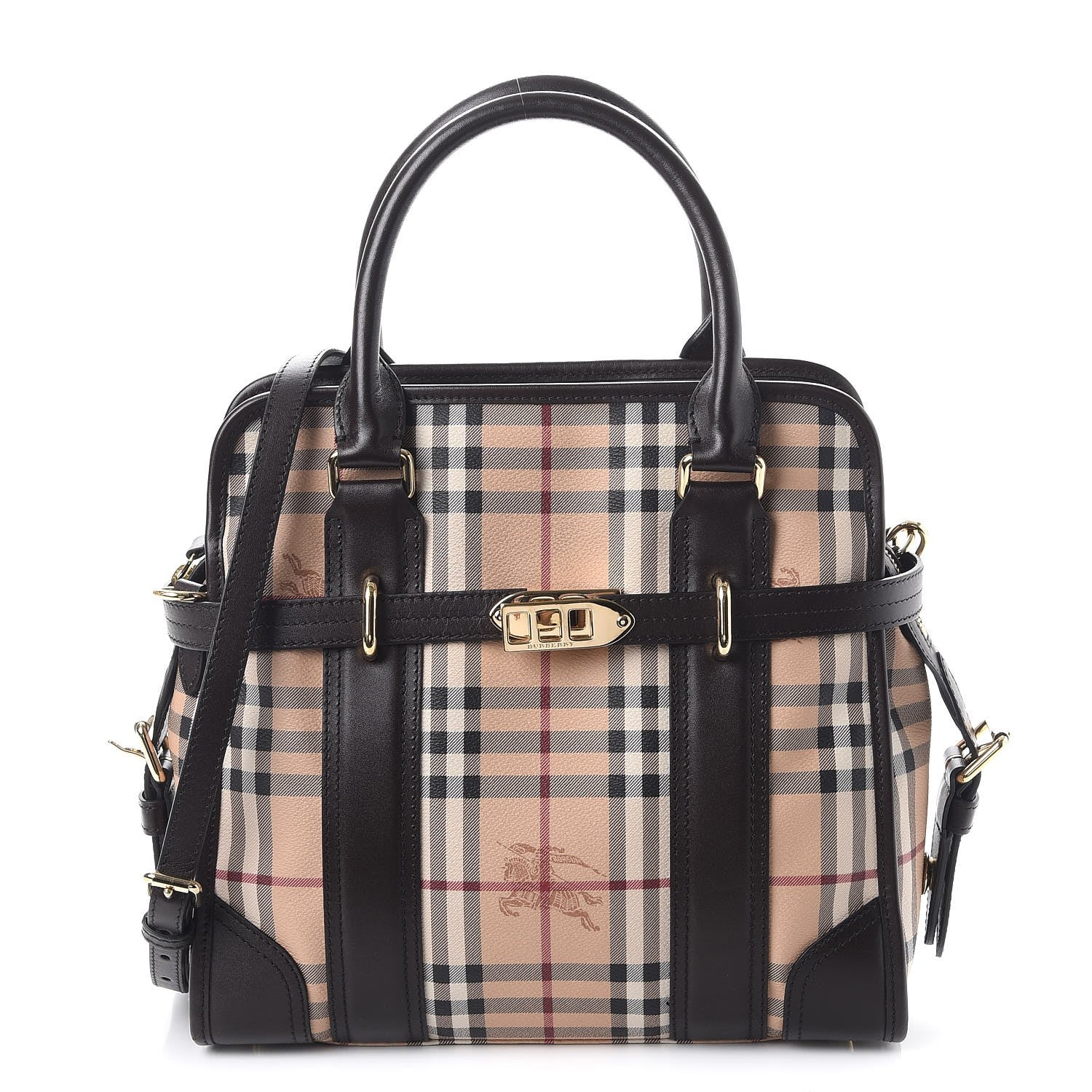 Burberry Haymarket Check Minford Portrait Tote Chocolate 1 of 8