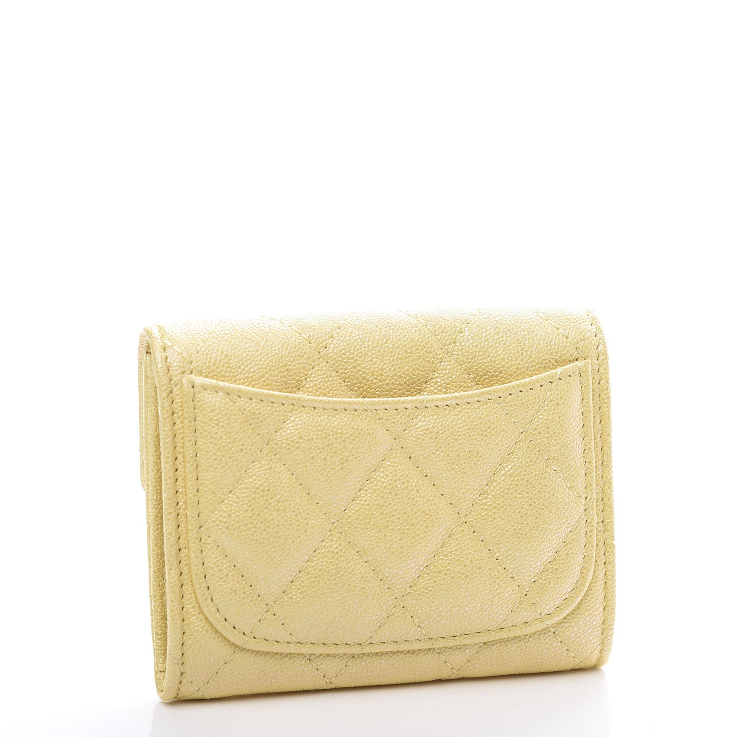 Chanel Iridescent Caviar Quilted Flap Card Holder Wallet Yellow 2 of 10