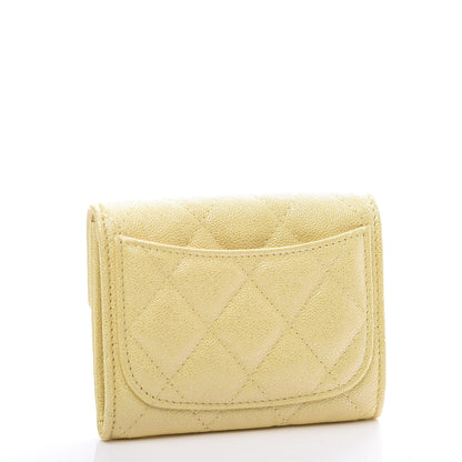 Chanel Iridescent Caviar Quilted Flap Card Holder Wallet Yellow 2 of 10