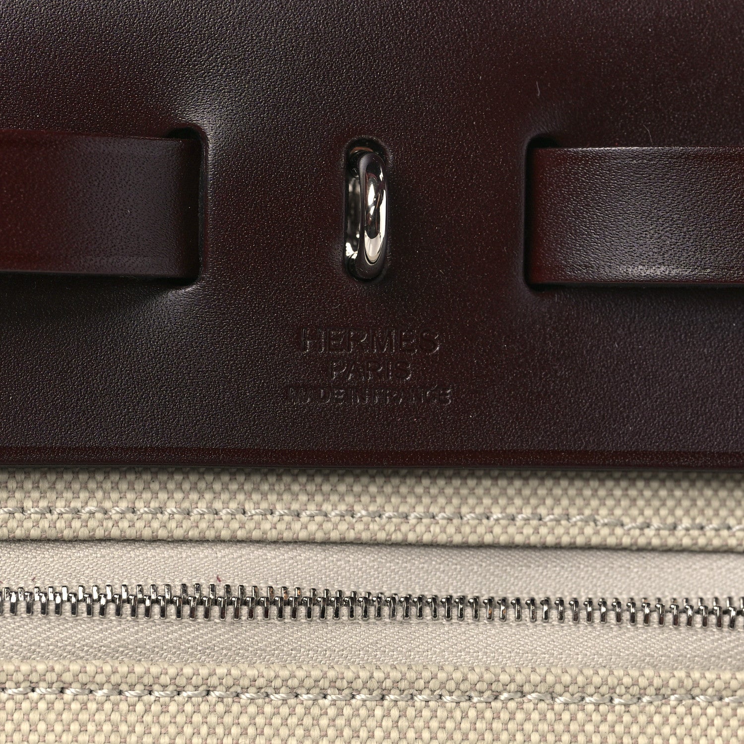 Hermes Military Toile Vache Hunter Herbag Zip Retourne 31 PM Beton Rouge Sellier 6 of 10
