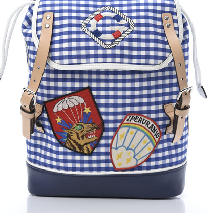 Gucci Coated Canvas Childrens Gingham Backpack Blue White 7 of 11