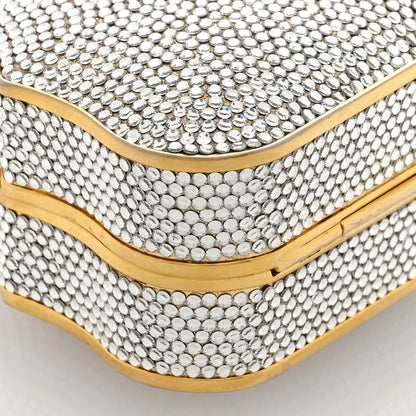 Judith Leiber Swarovski Crystal Minaudiere Clutch Gold Silver 8 of 10