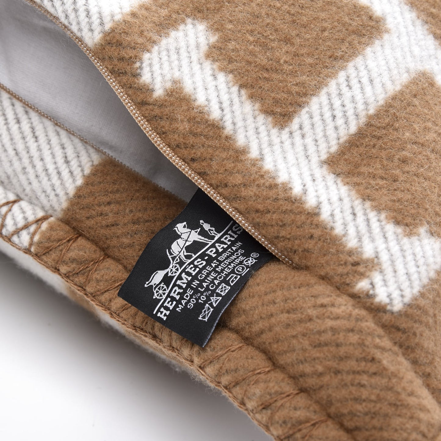 Wool Cashmere Avalon Pillow PM Ecru Camel
