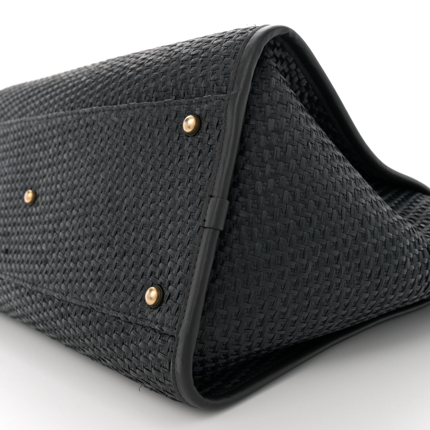 Chanel Straw Raffia Calfskin Chain Medium Deauville Tote Black 10 of 11