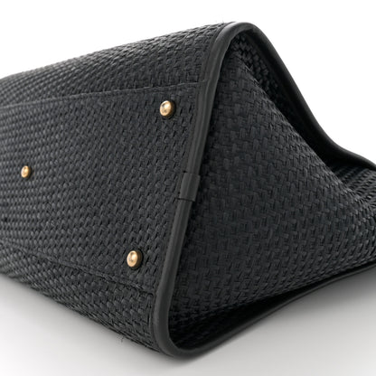 Chanel Straw Raffia Calfskin Chain Medium Deauville Tote Black 10 of 11