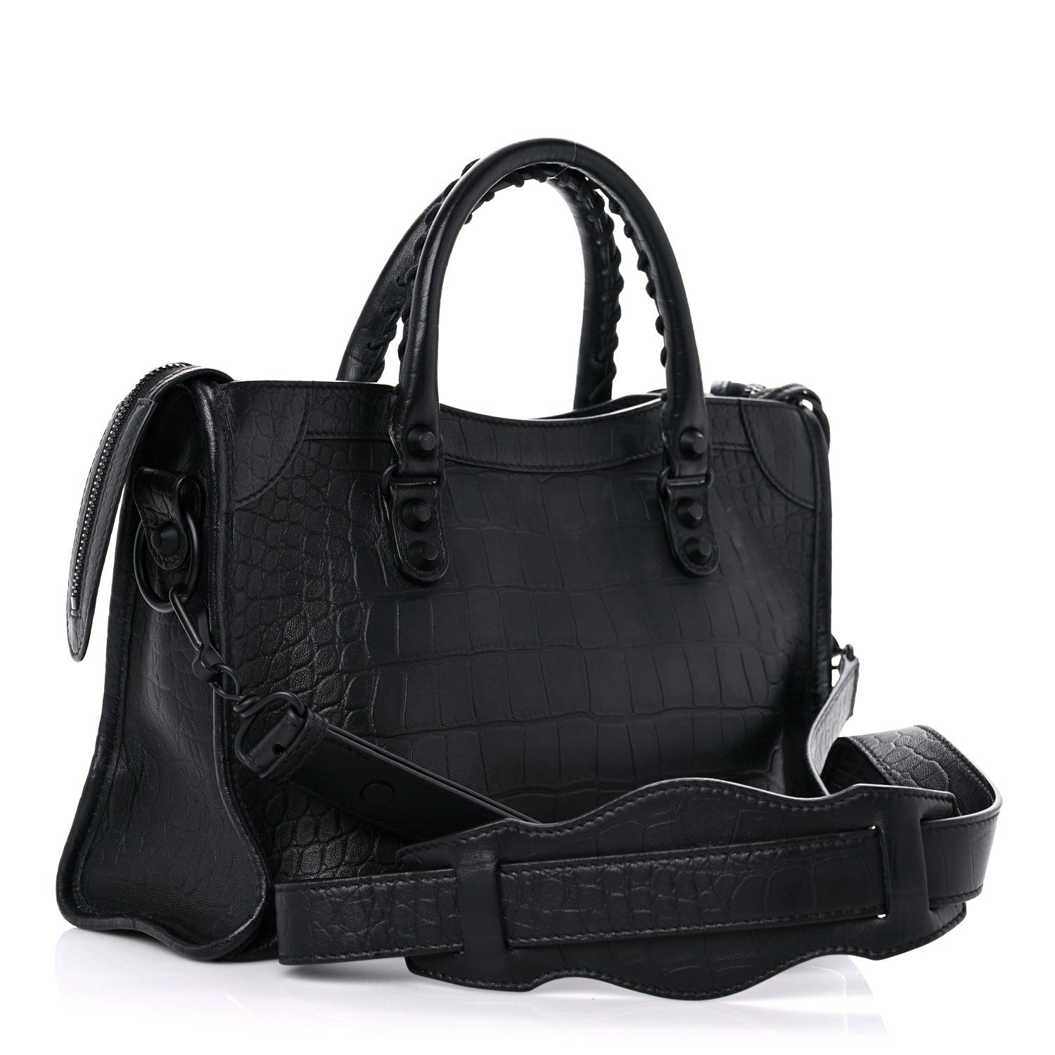 Balenciaga Matte Supple Lambskin Crocodile Embossed Classic Black Hardware S City Black 3 of 14