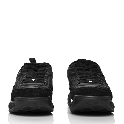Chanel Nylon Suede Calfskin CC Sneakers 36.5 Black 2 of 7