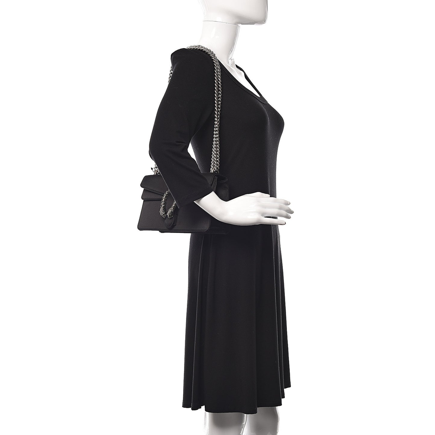 Satin Silk Crystal Small Dionysus Shoulder Bag Black Black Diamond