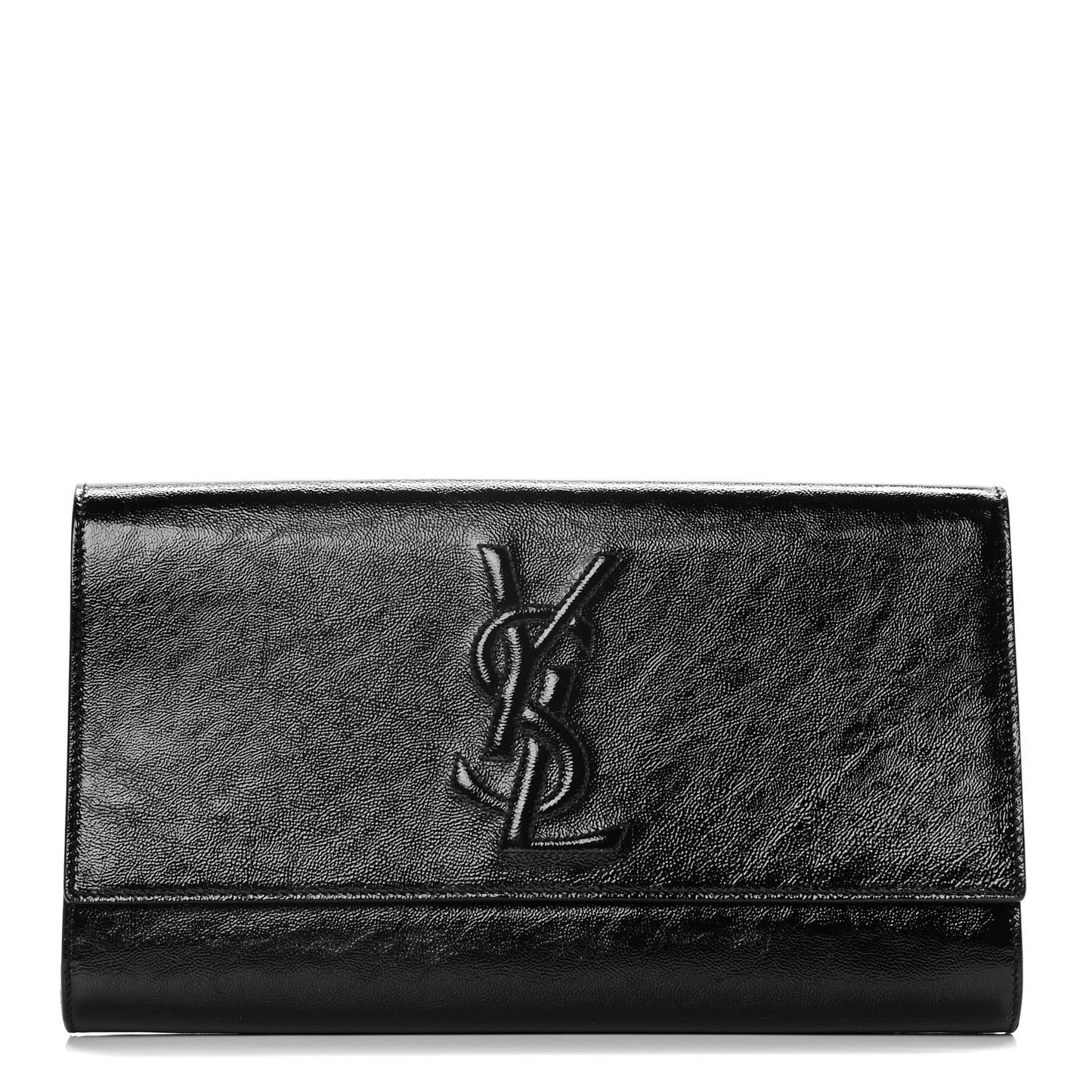 Textured Patent Monogram Large Belle De Jour Clutch Black