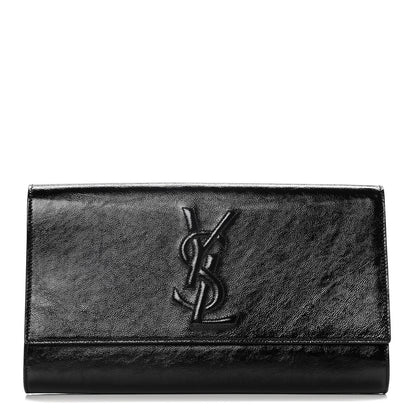 Saint Laurent Textured Patent Monogram Large Belle De Jour Clutch Black 1 of 13