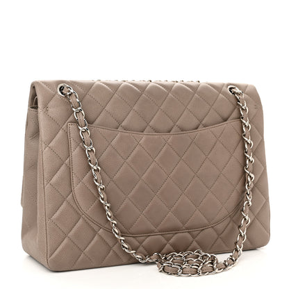 Chanel Iridescent Caviar Quilted Maxi Double Flap Beige 3 of 10