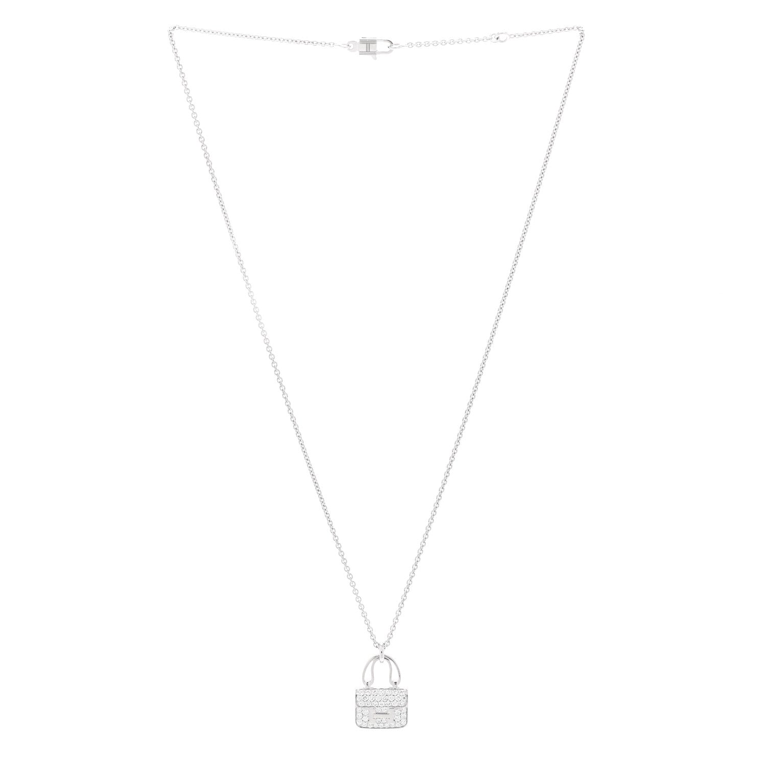 Hermes 18K White Gold Diamond Constance Amulettes Pendant Necklace 3 of 6