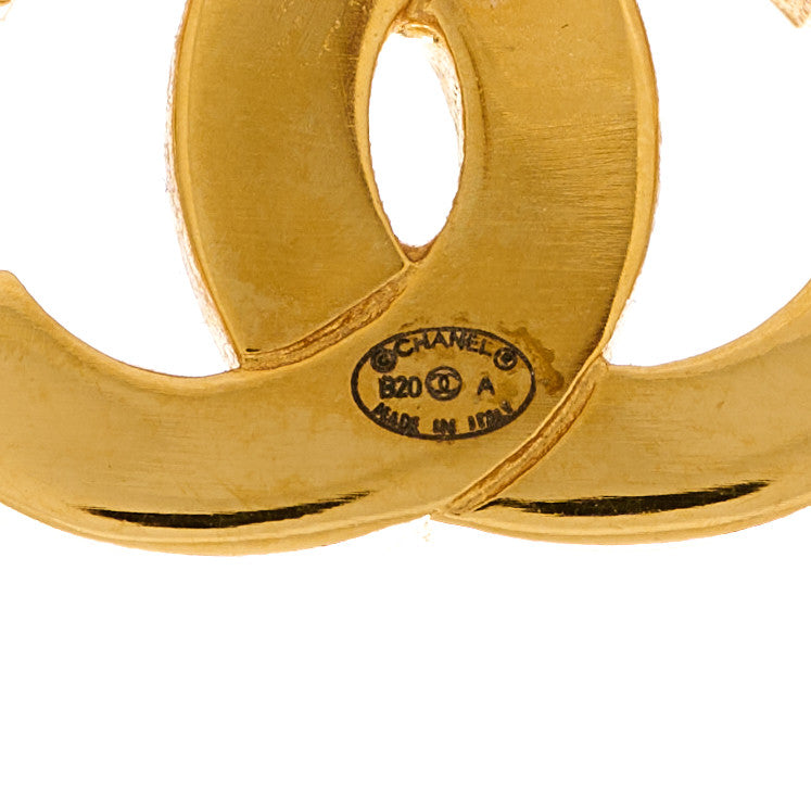 Chanel Metal CC Paris Button Stud Earrings Gold 4 of 5