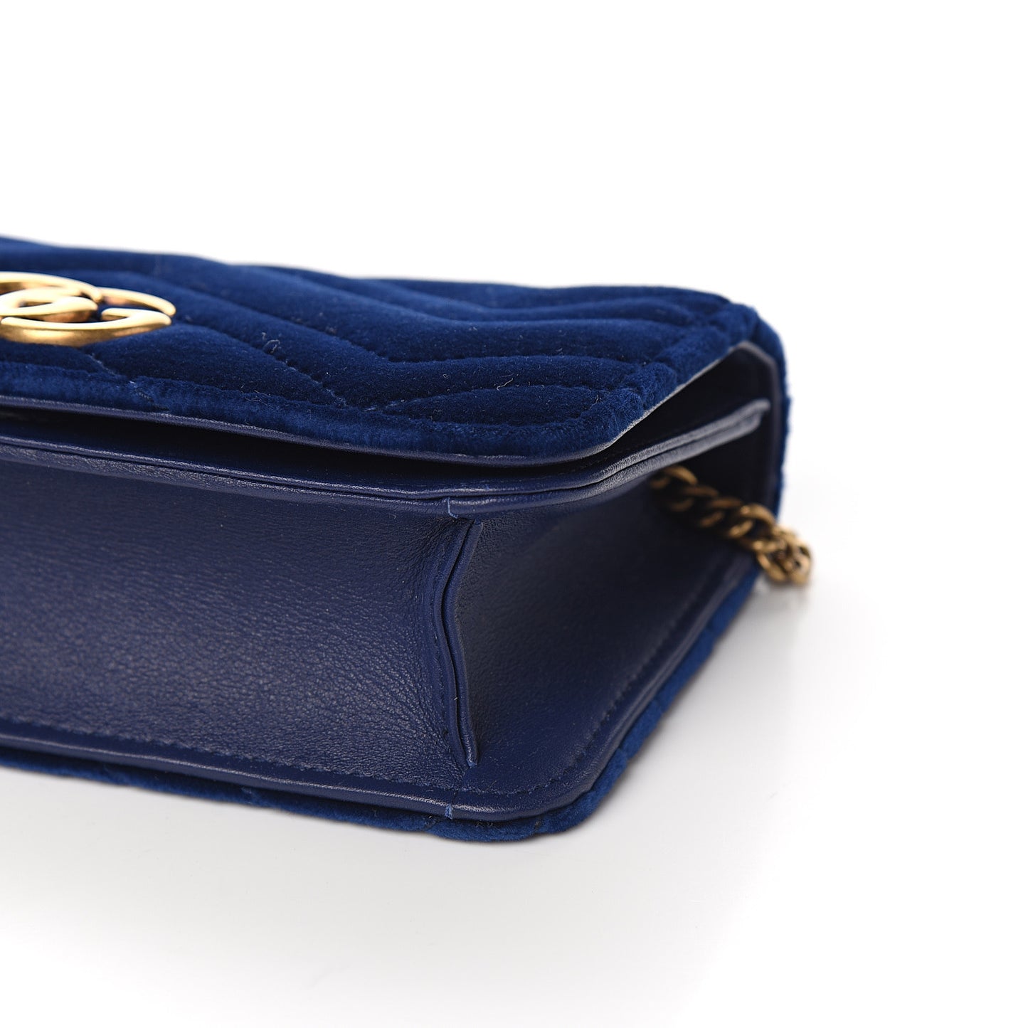 Velvet Matelasse GG Marmont Mini Bag Cobalt Blue