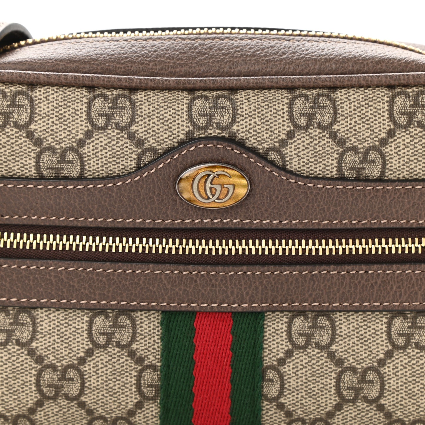 GG Supreme Monogram Web Mini Ophidia Shoulder Bag Brown