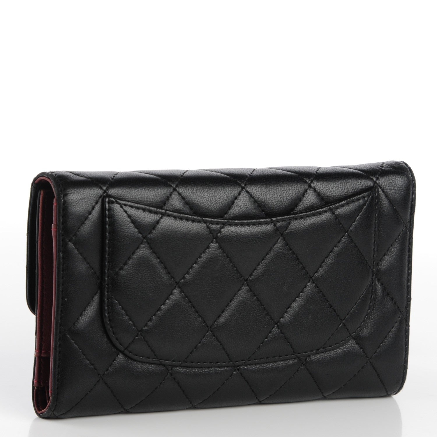 Chanel Lambskin Quilted Large Flap Wallet Black 2 of 8