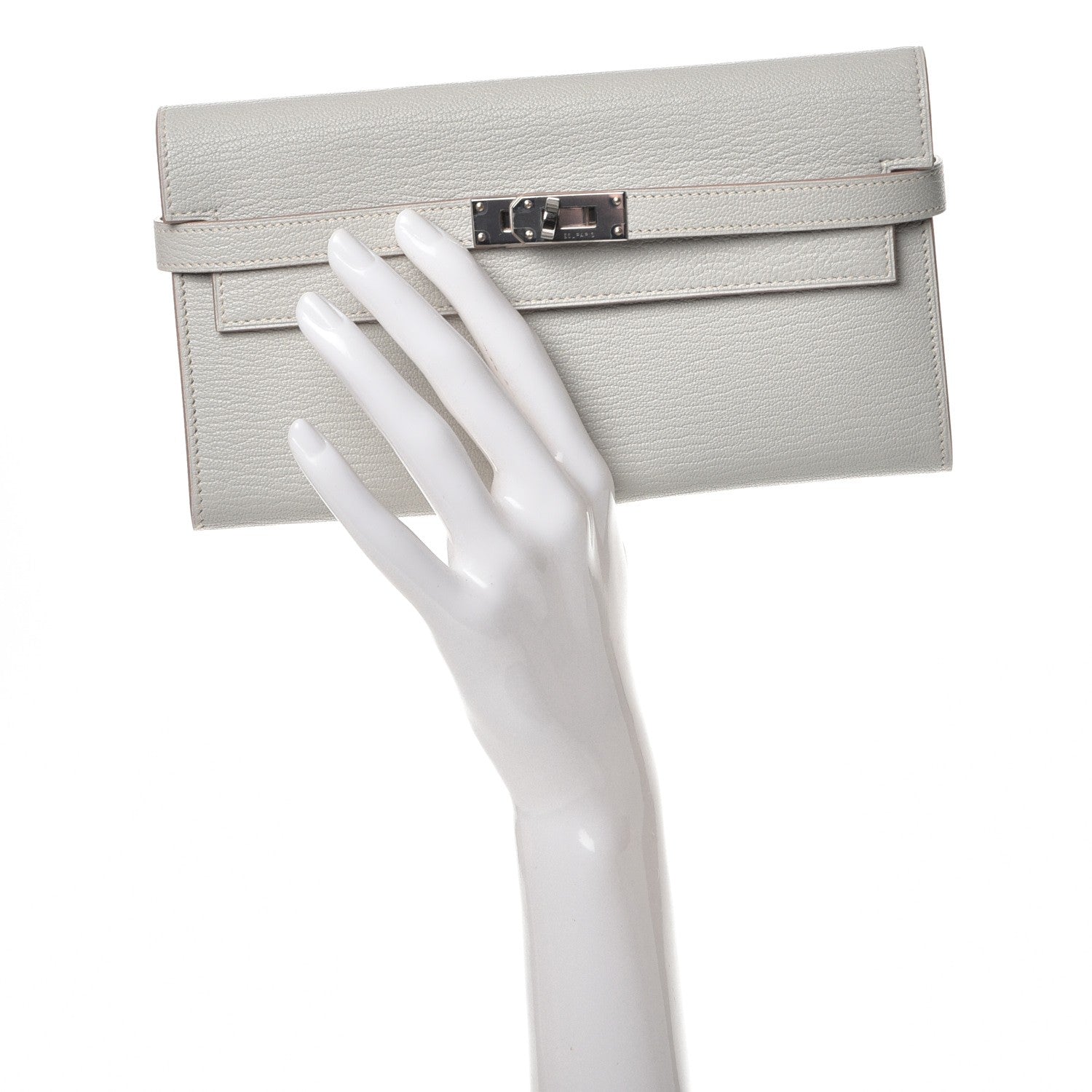 Hermes Chevre Mysore Kelly Longue Wallet Gris Perle 2 of 8