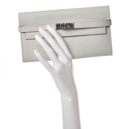 Hermes Chevre Mysore Kelly Longue Wallet Gris Perle 2 of 8