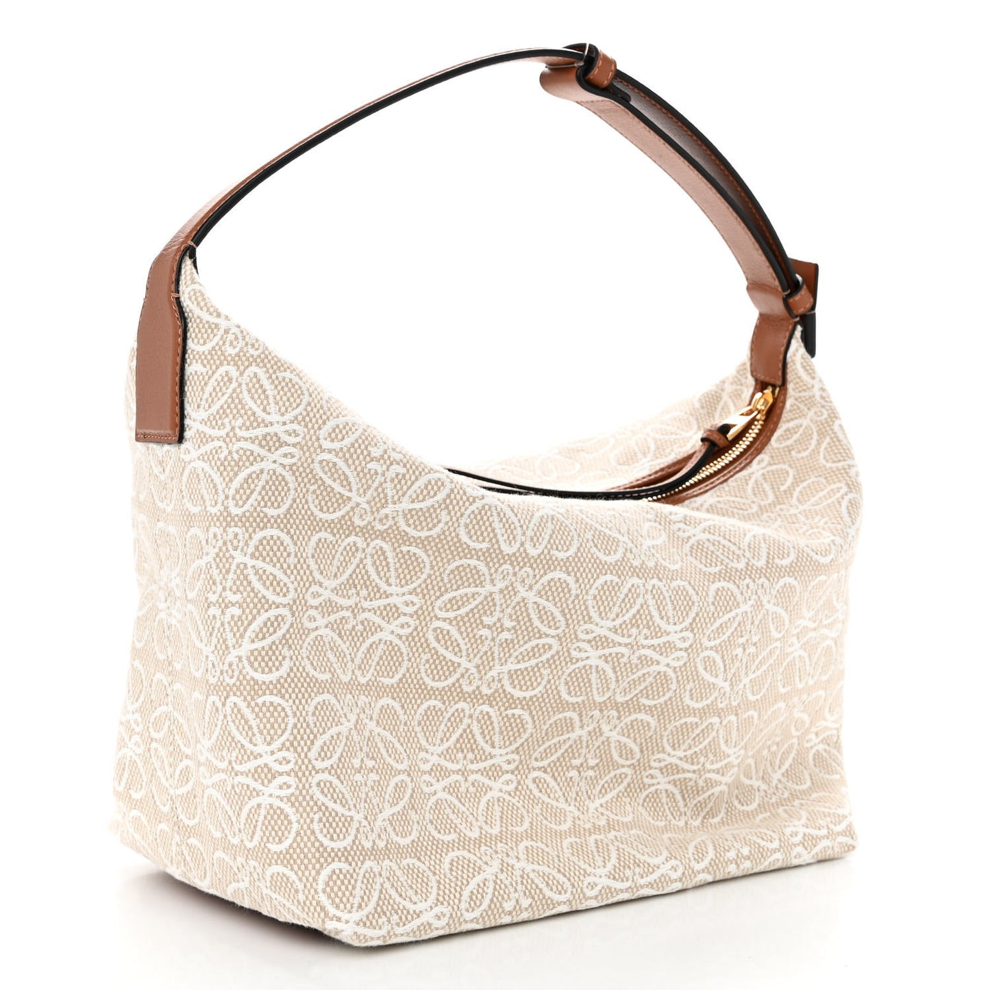 Jacquard Anagram Calfskin Medium Cubi Bag Ecru Tan