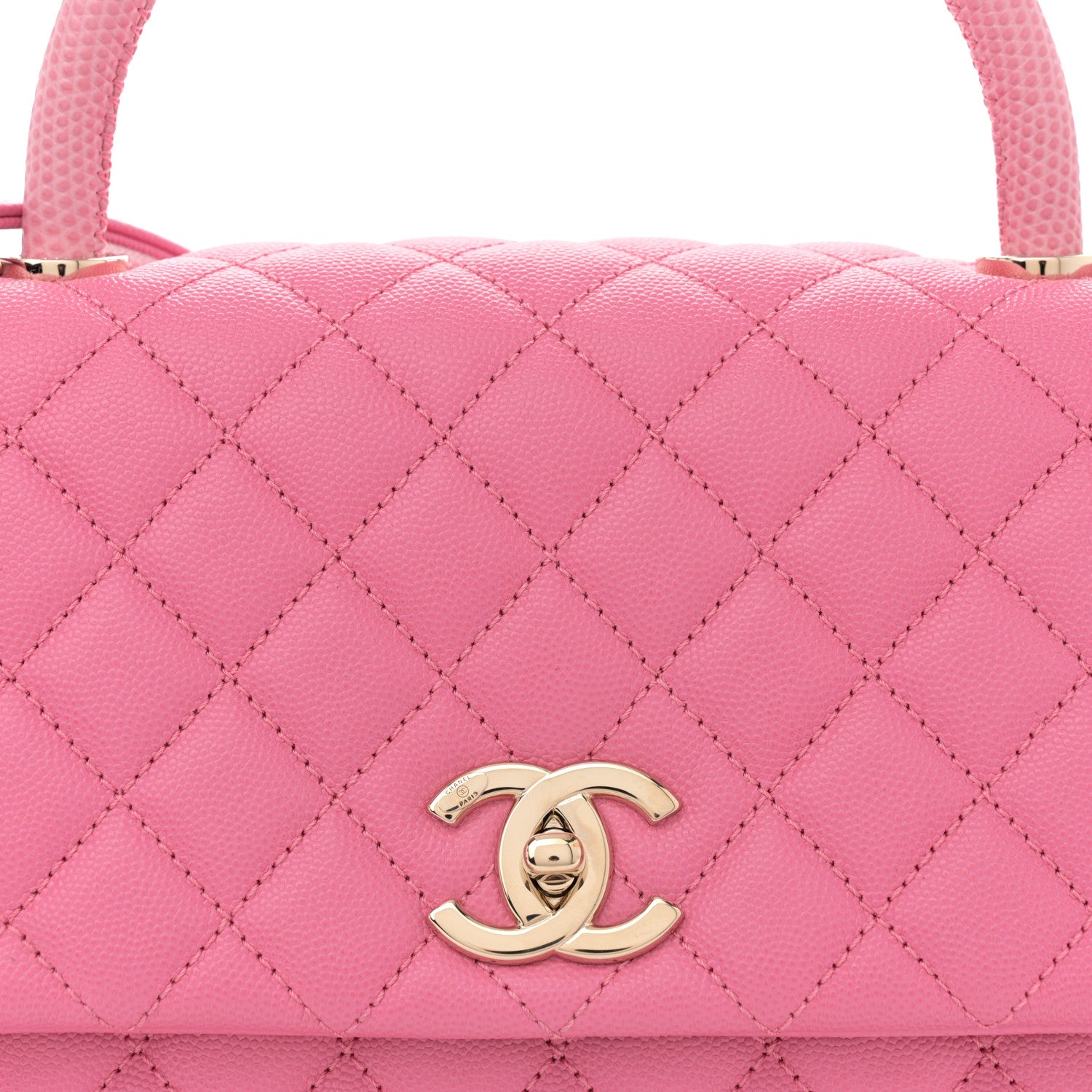 Chanel Caviar Lizard Embossed Quilted Small Coco Handle Flap Pink 8 of 10