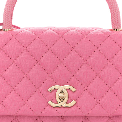Chanel Caviar Lizard Embossed Quilted Small Coco Handle Flap Pink 8 of 10