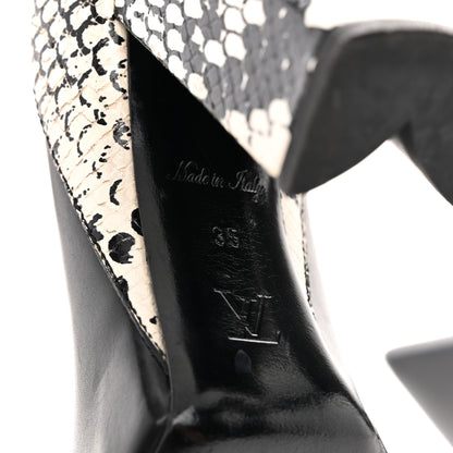 Louis Vuitton Calfskin Snakeskin Embossed Matchmake Pumps 35 Black White 7 of 12