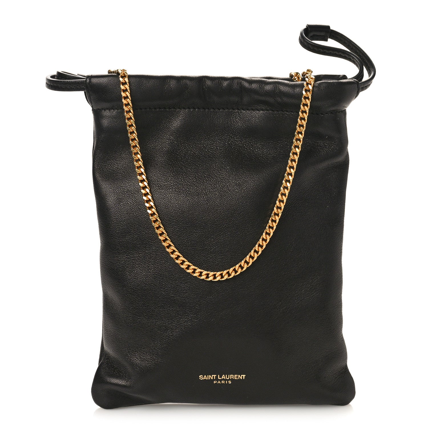 Saint Laurent Lambskin Paris Drawstring Pouch Black 1 of 9