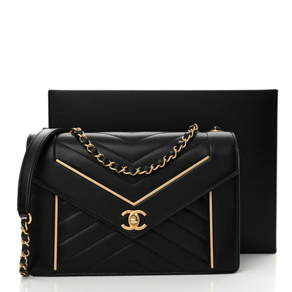 Chanel Lambskin Reversed Chevron Quilted Flap Black 11 of 11