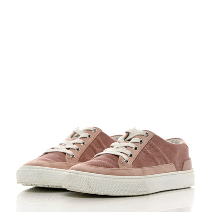 Hermes Fabric Ribbed Suede Goatskin Deep Sneakers 37 Beige Crin 3 of 13